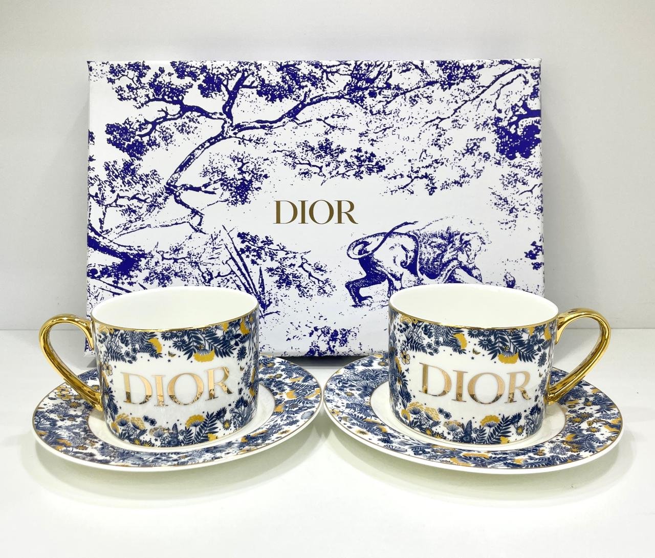 Dior cup set of two Blue Tea cups with saucers